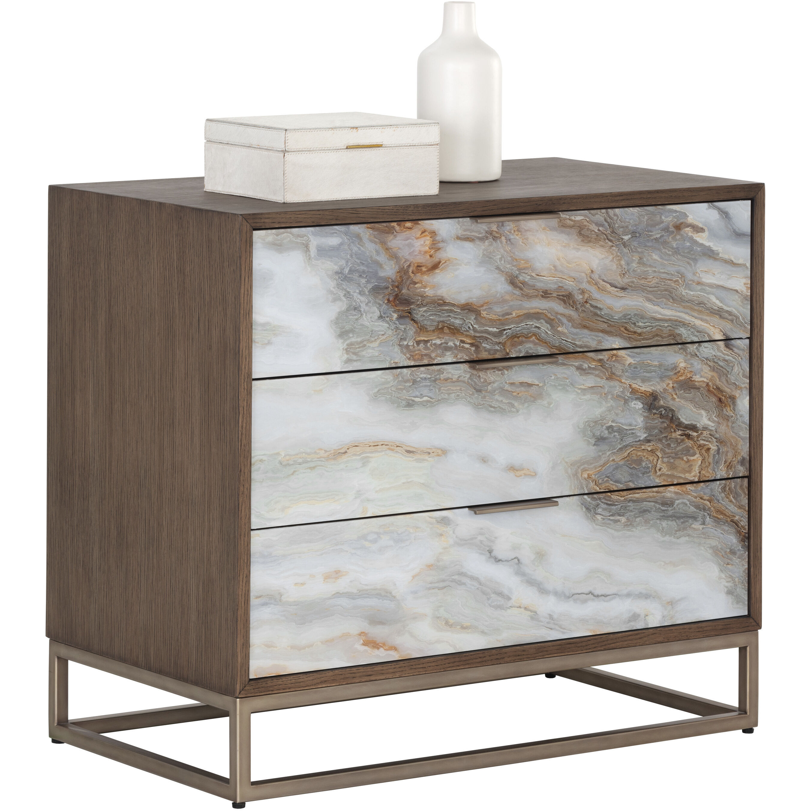 Fuentes 32 X 28 inch Brown / Brass Night Stand